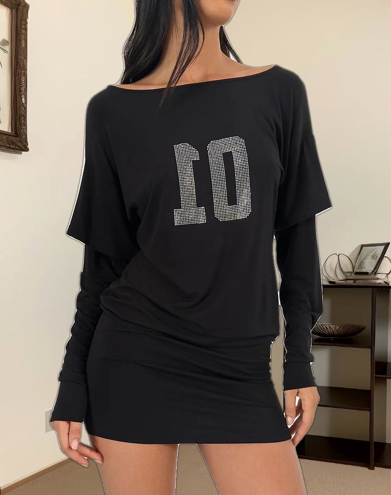 Jionni Sweater Dress in Hotfix Black