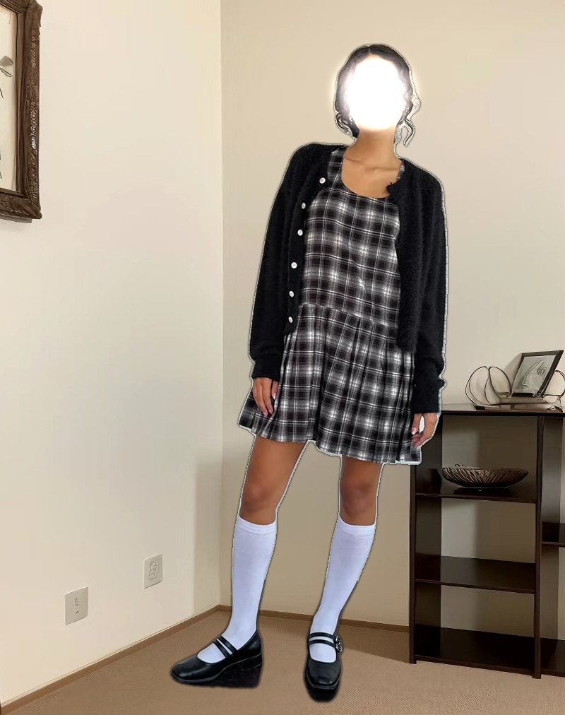 Namaya Mini Dress in Black White Check