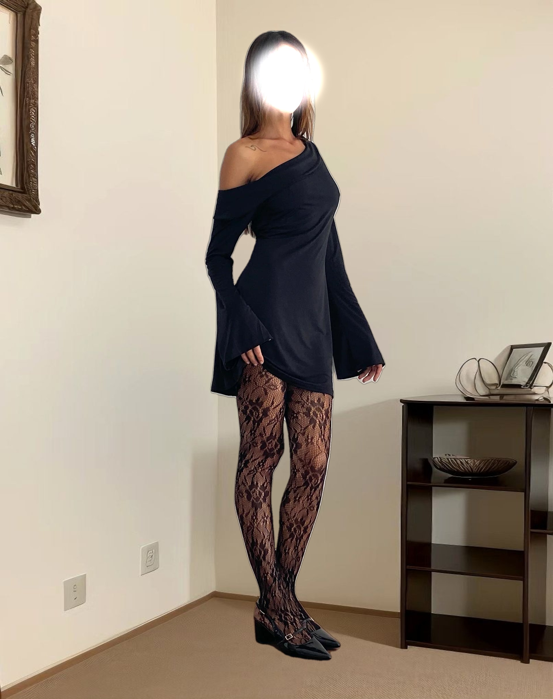 Fliss Asymmetric Mini Dress in Slinky Black