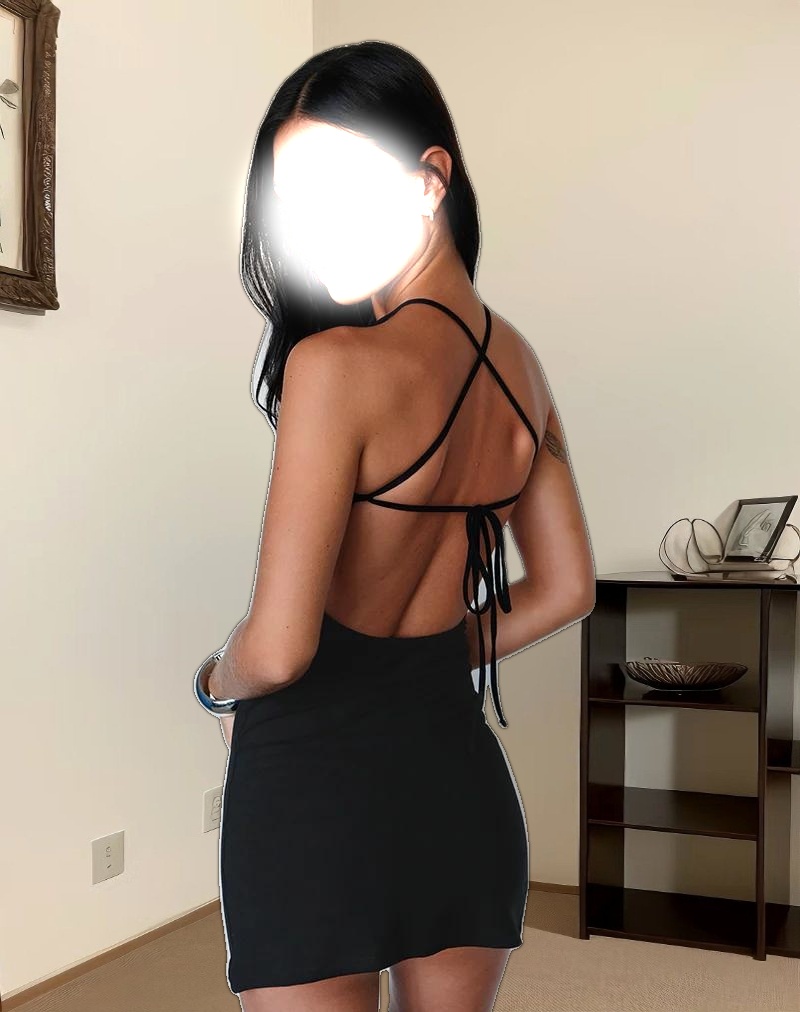 Yorozu Tie Back Mini Dress in Black