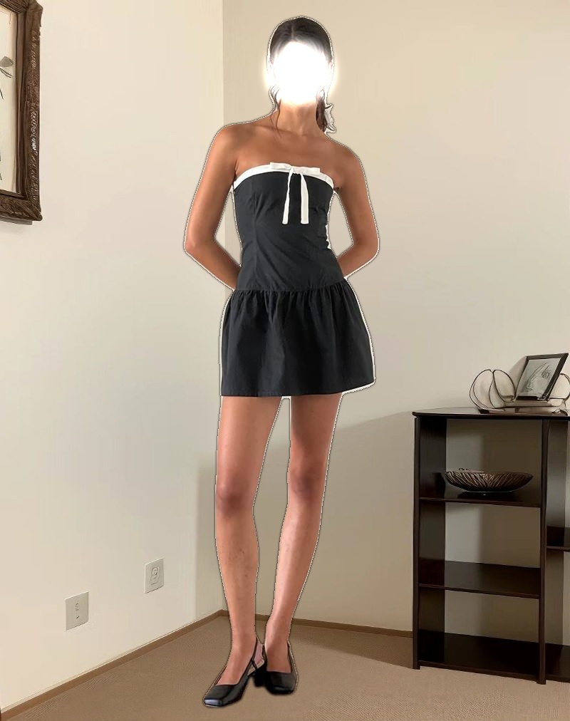 Faelas Mini Dress in Tap Shoe with Off White Bows