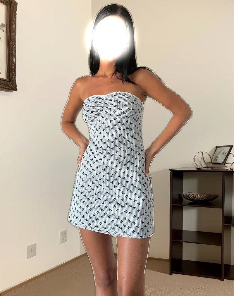 Javaya Bandeau Mini Dress in Floral Stripe