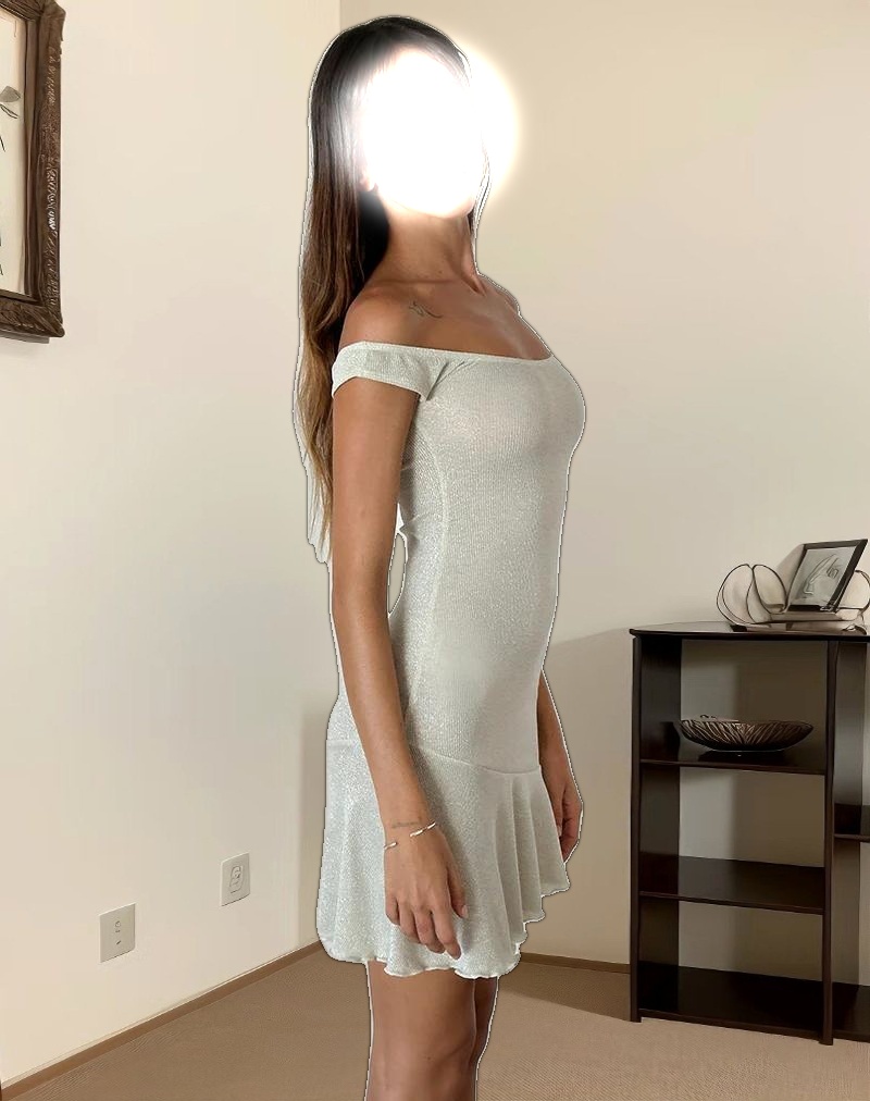 Cynthia Mini Dress in Shimmer Rib Ivory