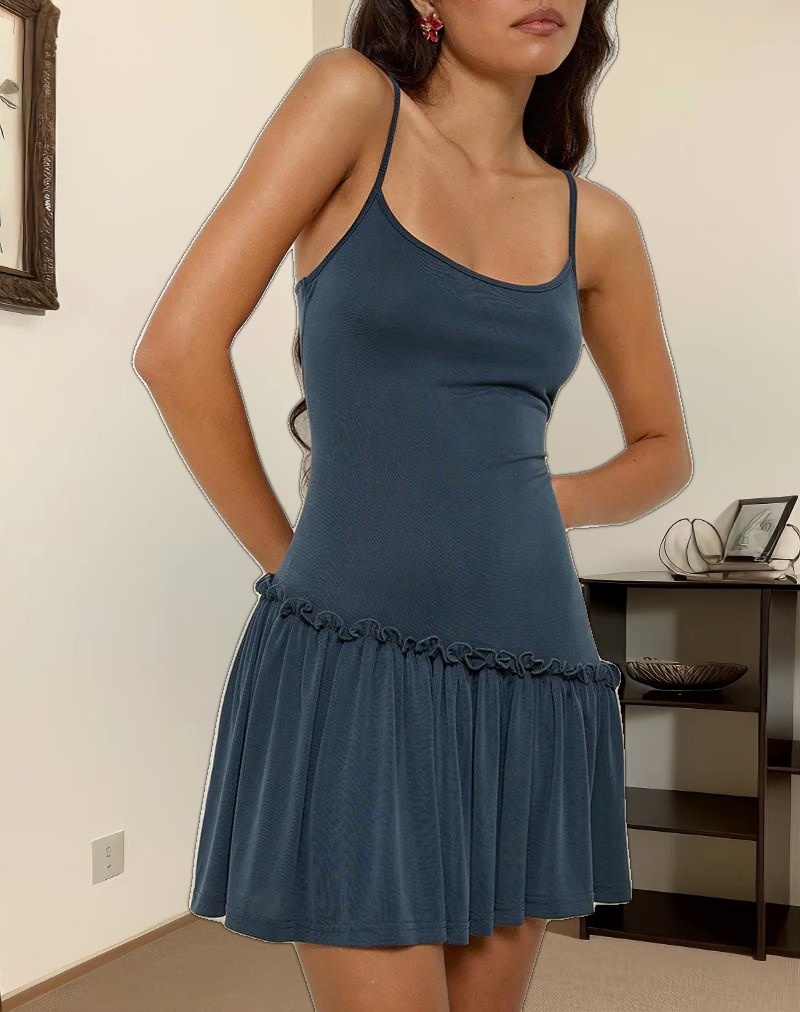 Suvi Cami Mini Dress in Ocean Storm