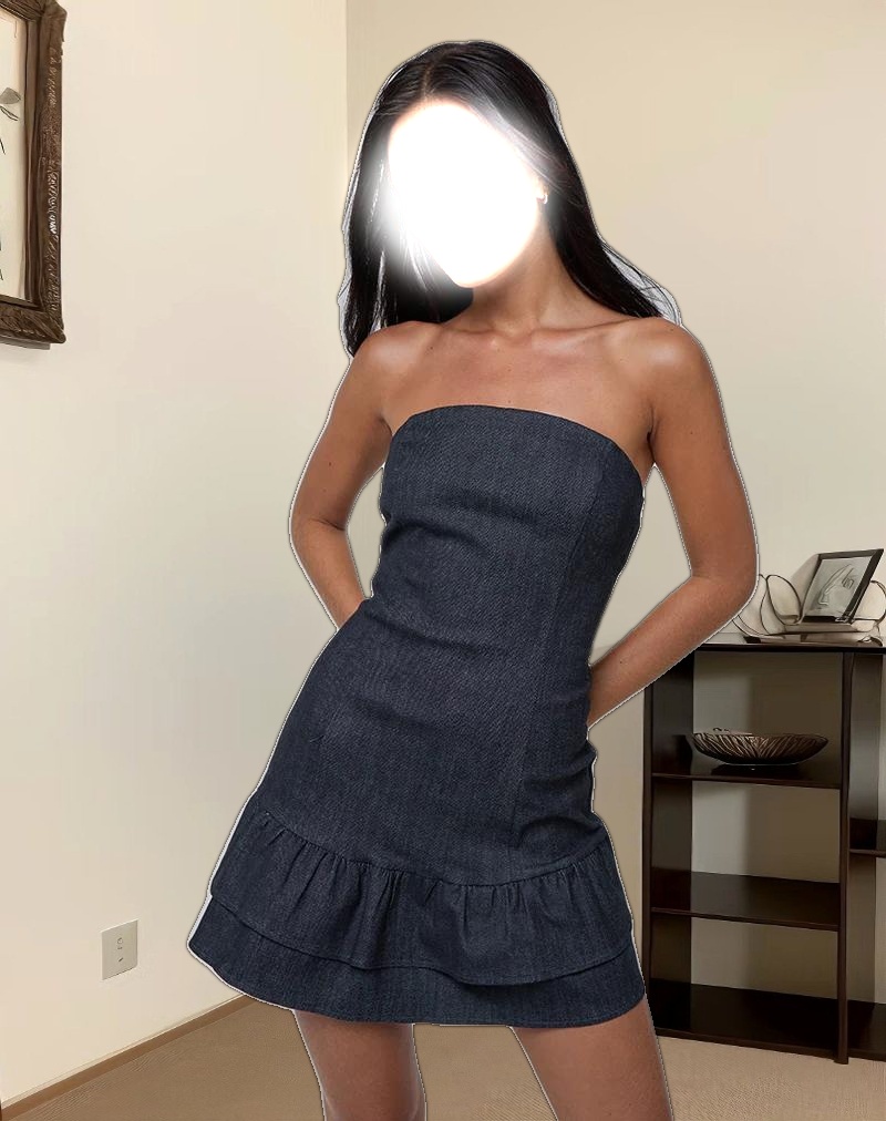 Luminis Mini Dress in Dark Denim Indigo