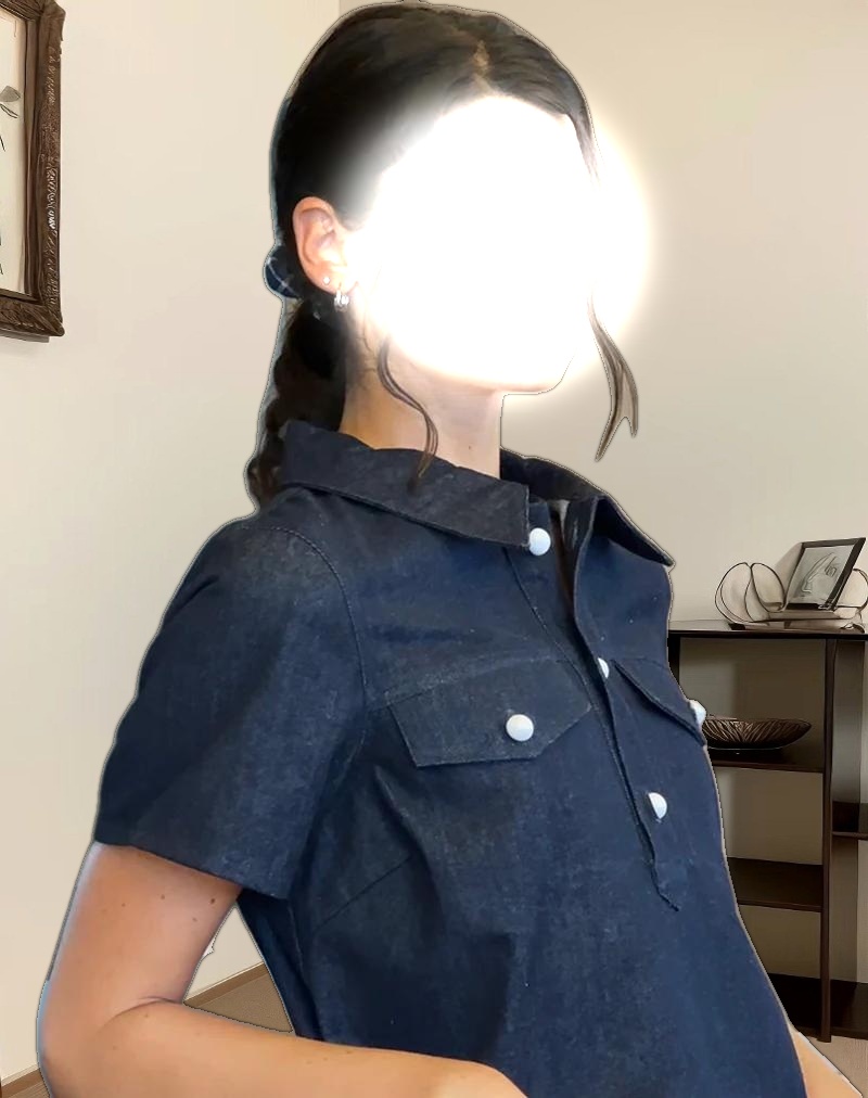 Reiga Smock Mini Dress in Denim Indigo