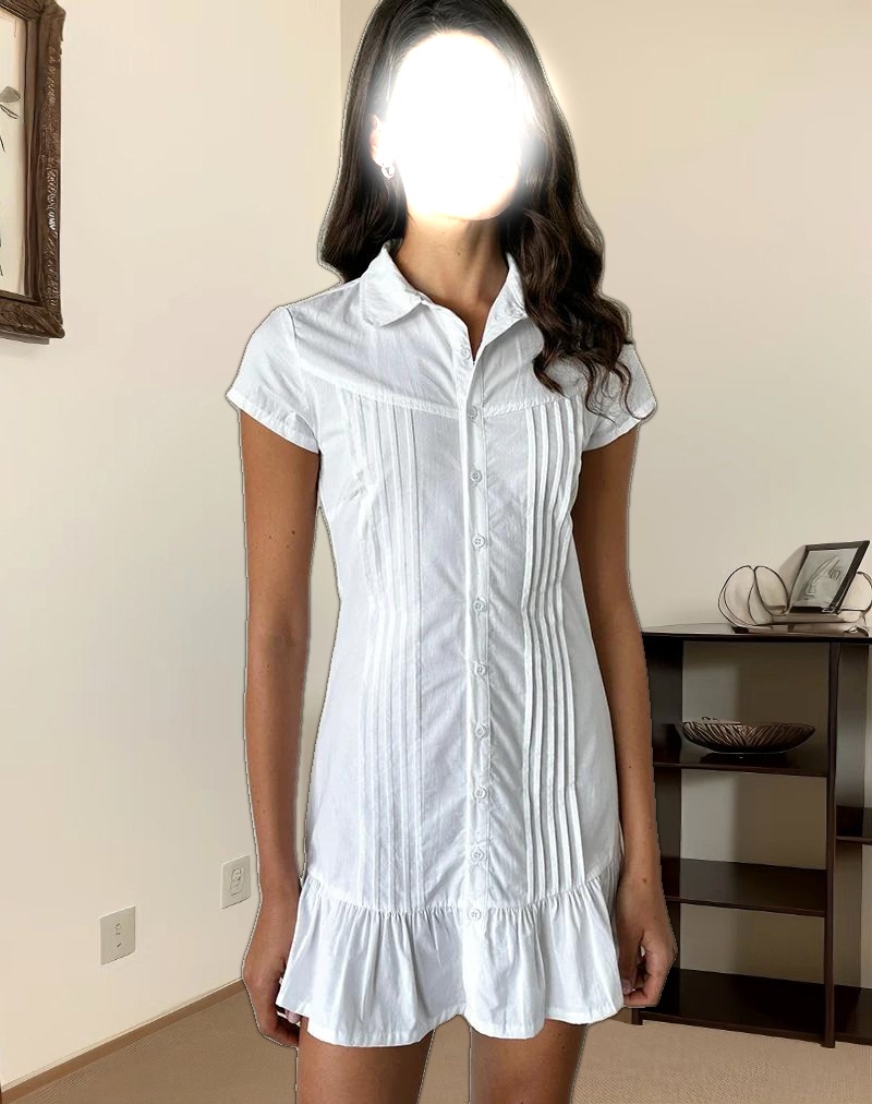 Wilsey Mini Shirt Dress in Poplin White