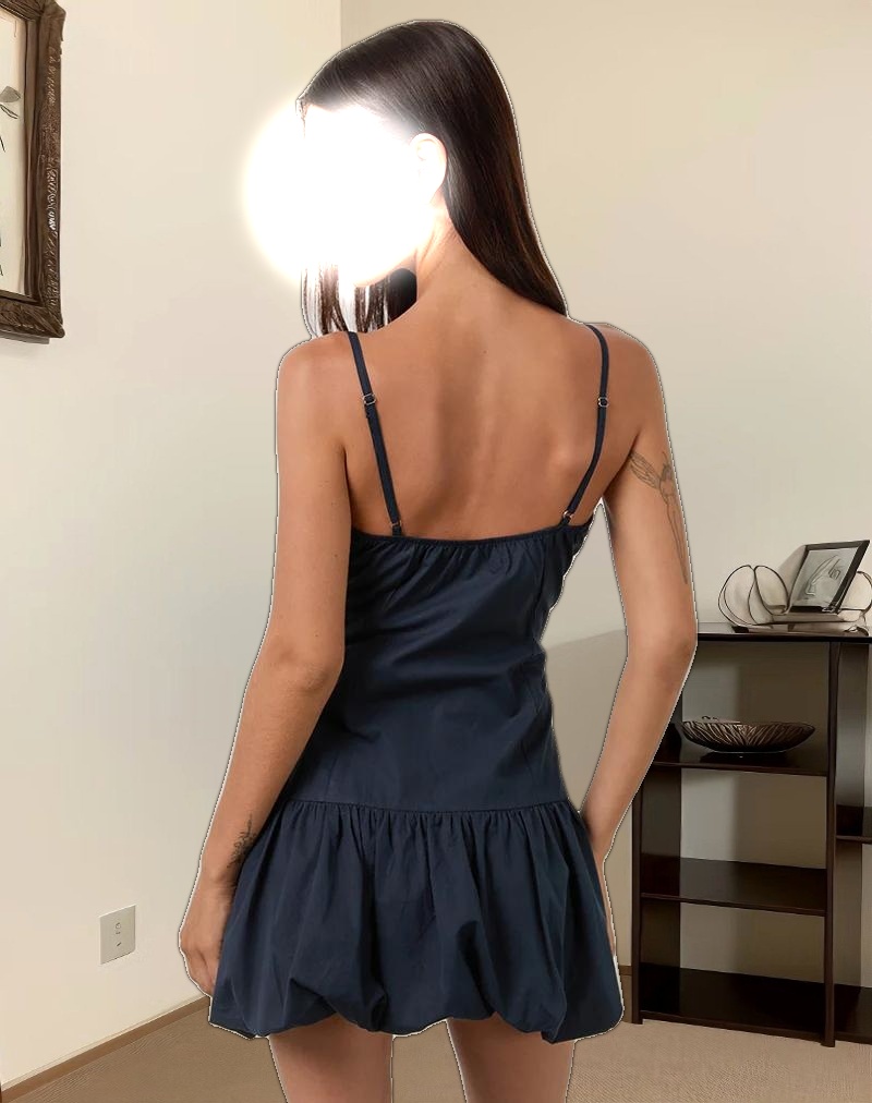 Juun Puffball Mini Dress in Dark Navy