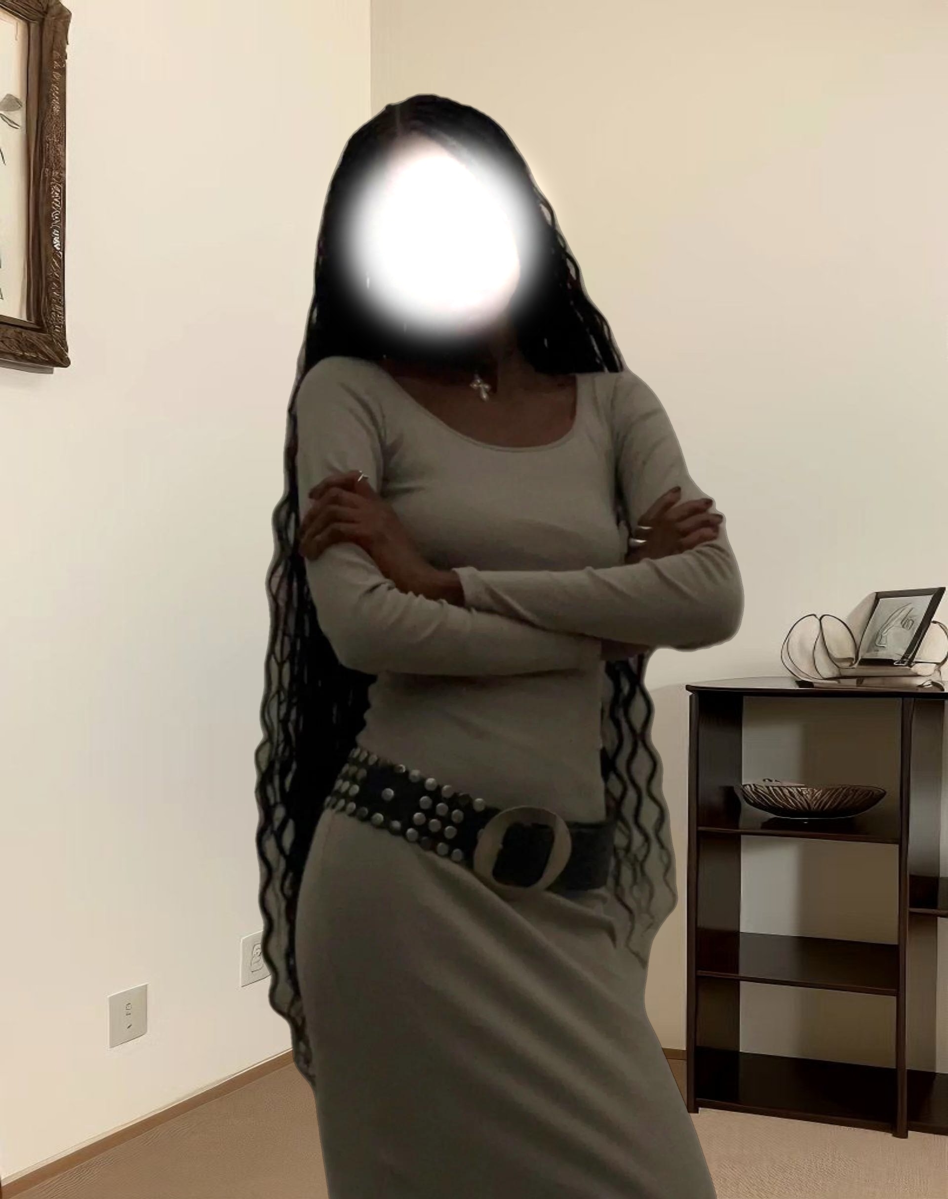 Belila Long Sleeve Maxi Dress in Sage Grey