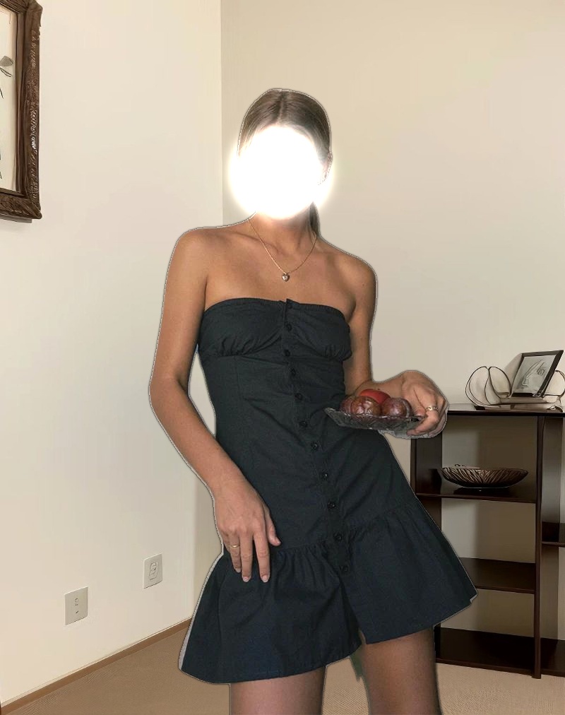 Alden Mini Dress in Tap Shoe Black