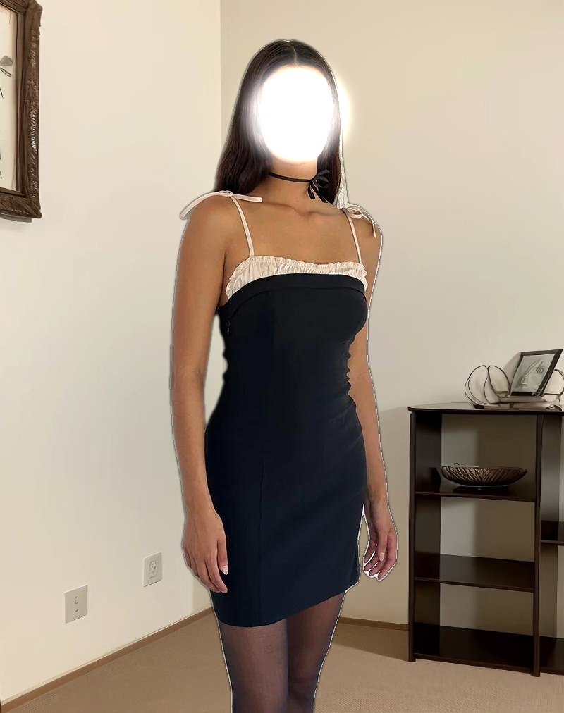 Daruka Mini Dress in Satin Black