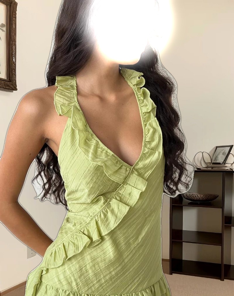 Lorena Mini Dress in Chiffon Stripe Green