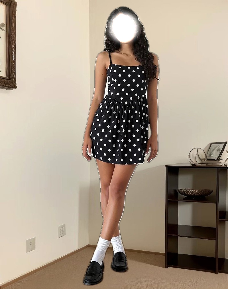 Ramana Mini Dress in 80s Polka Black