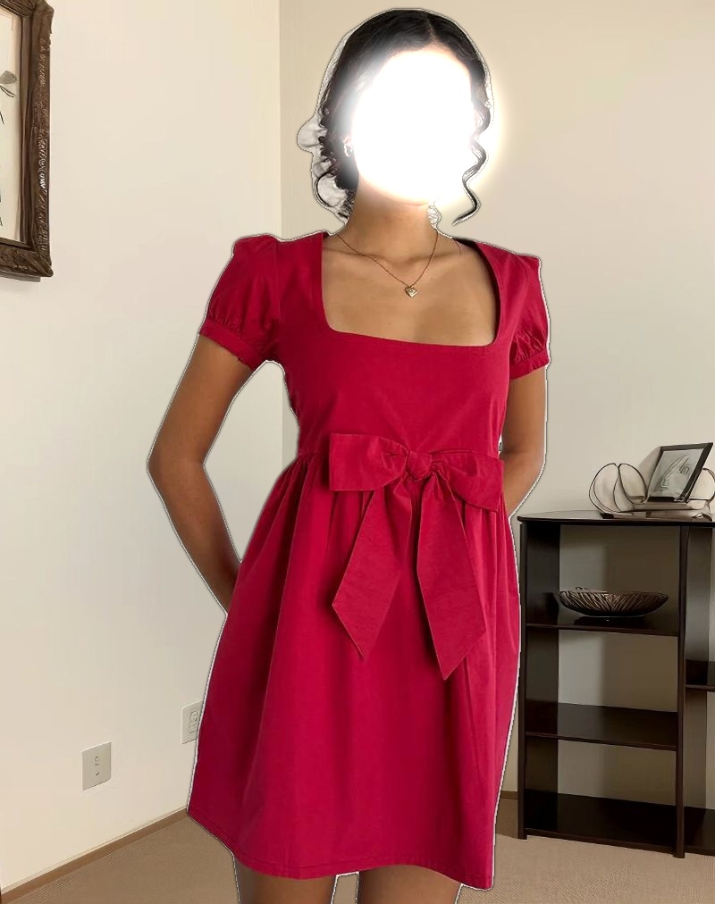 Leshiana Mini Dress in Poplin Adrenaline Red