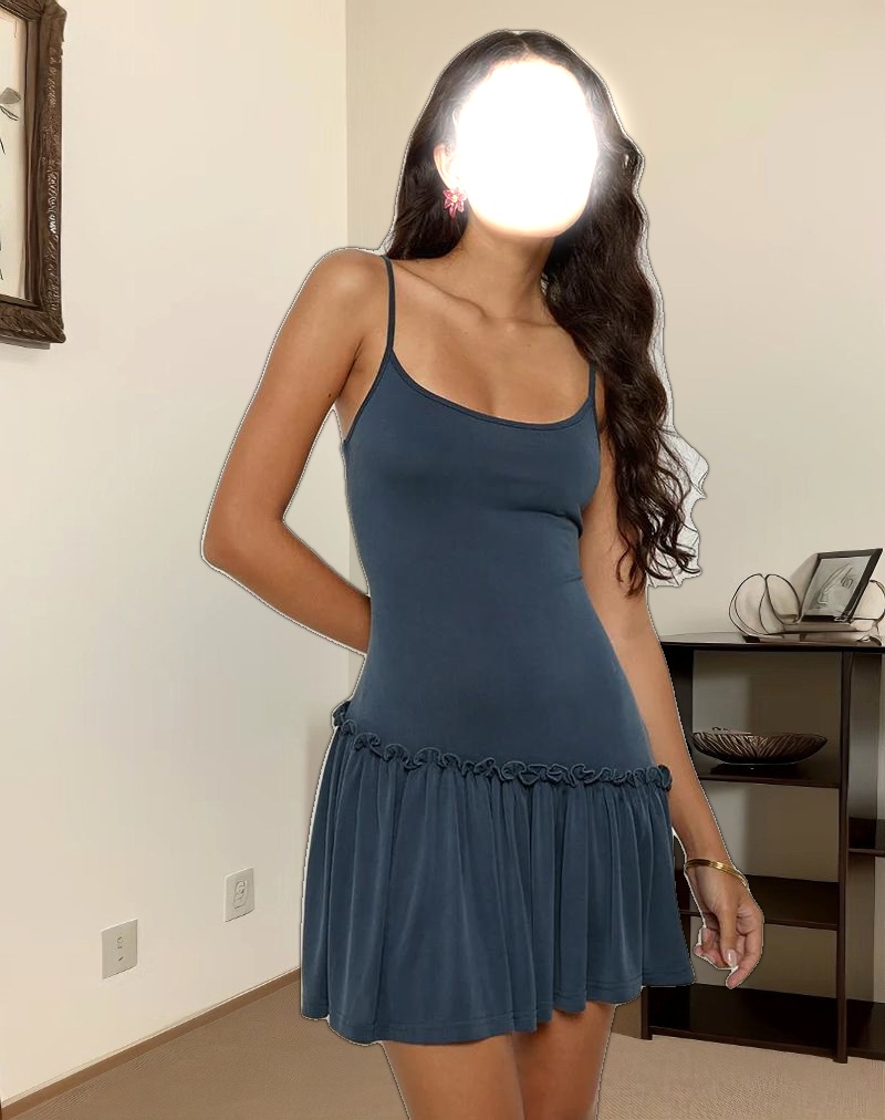 Suvi Cami Mini Dress in Ocean Storm