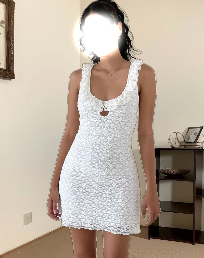 Elliana Mini Dress in Krisan Lace White