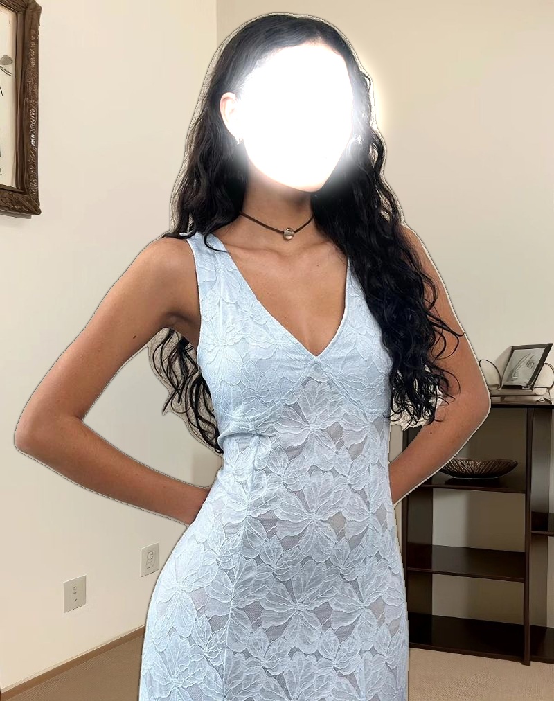 Valea Midi Dress in Zinnia Lace Blue