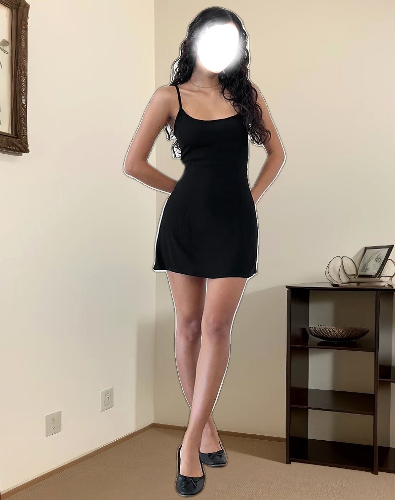 Samiya Mini Dress in Crinkle Black