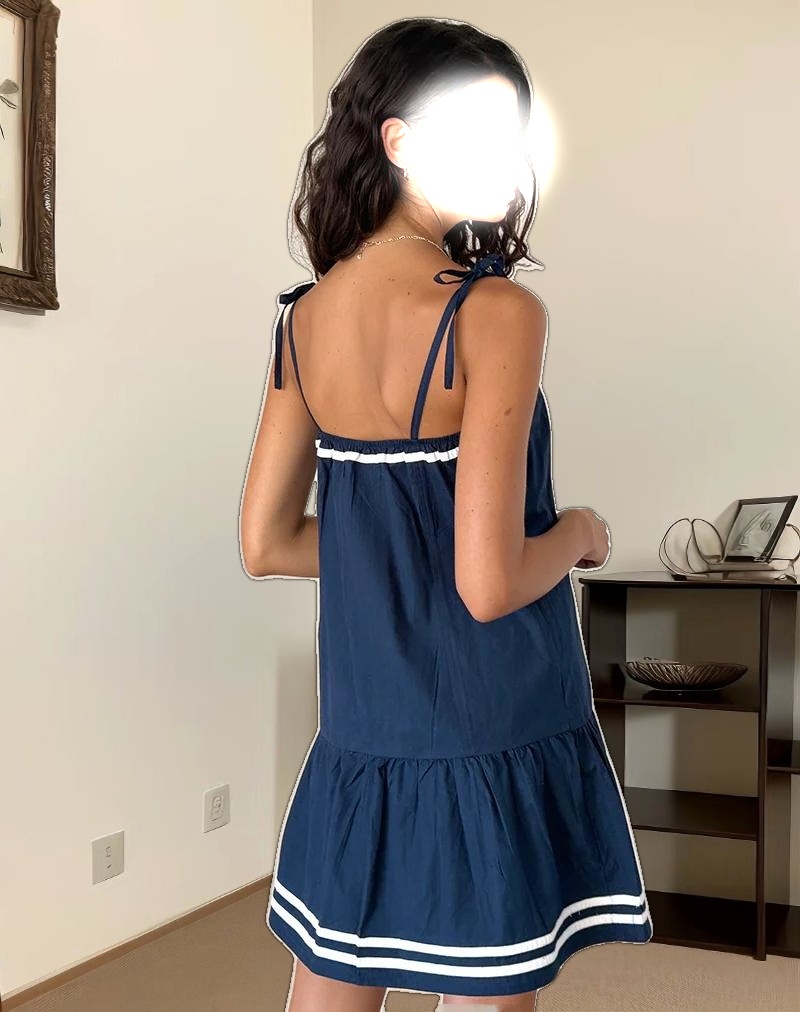 Rodha Cami Mini Dress in Poplin Navy