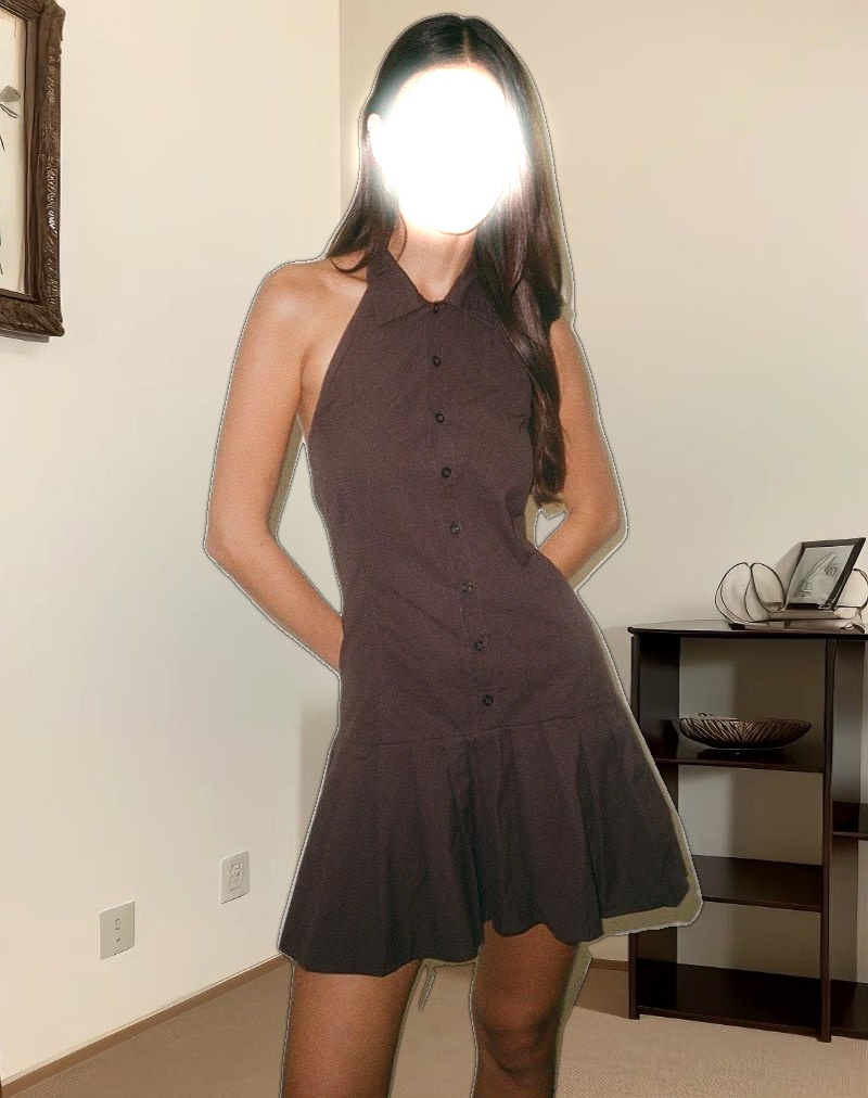 Mikena Collared Dress in Deep Mahogany