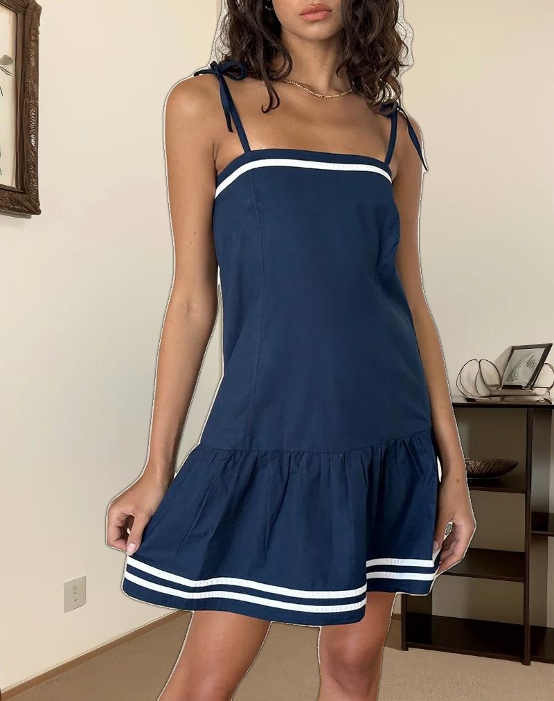 Rodha Cami Mini Dress in Poplin Navy