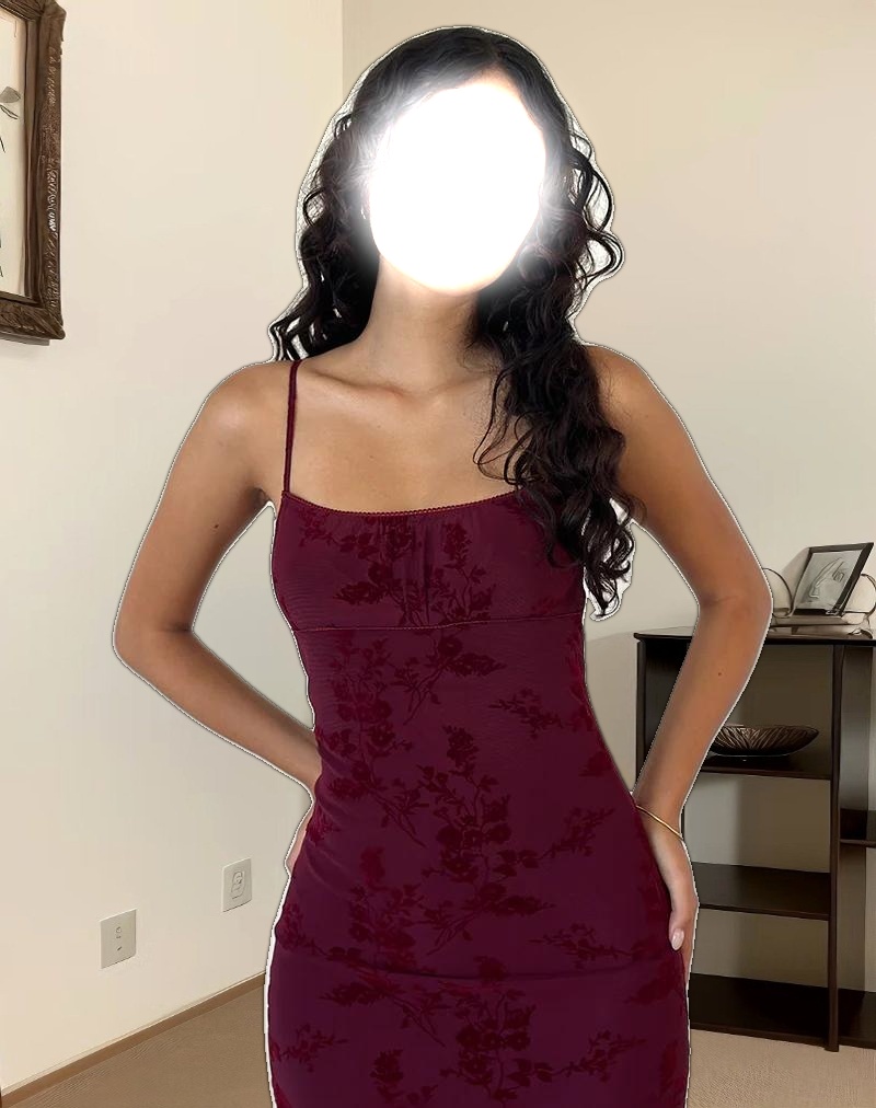 Darsih Maxi Dress in Botanical Flower Maroon