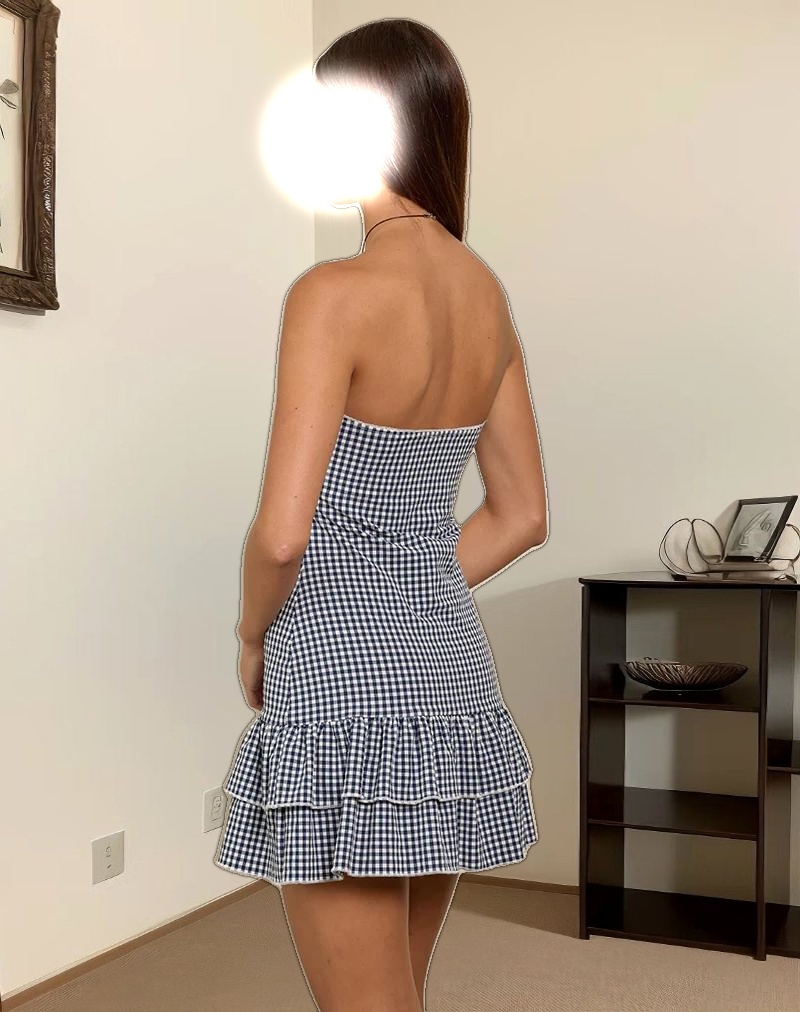 Sitav Dress in Seersucker Gingham Navy