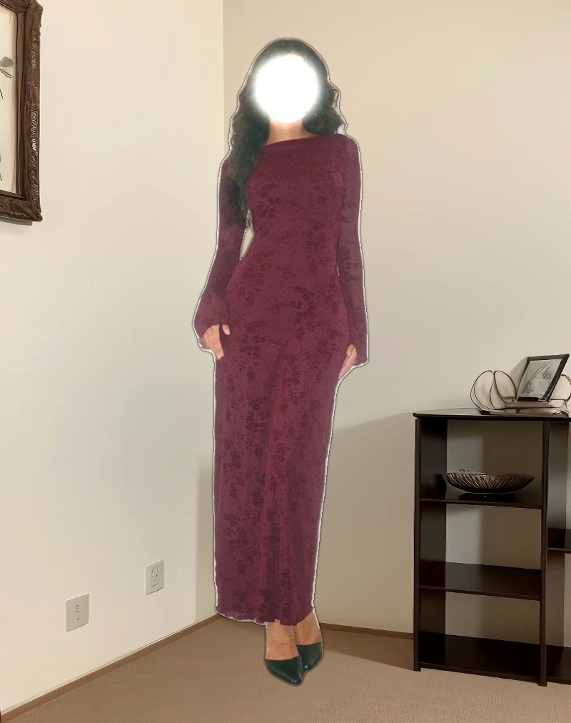 Shaleed Dress in Botanical Flower Maroon