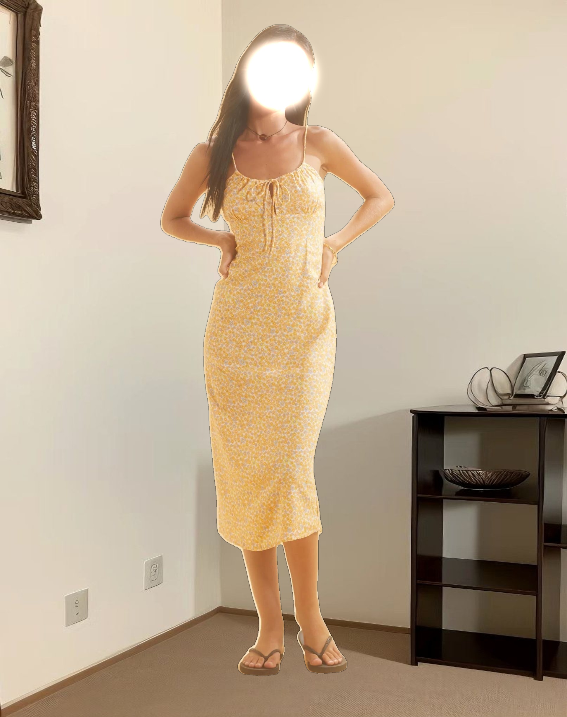 Cessilie Midi Dress in Flower Garden Yellow