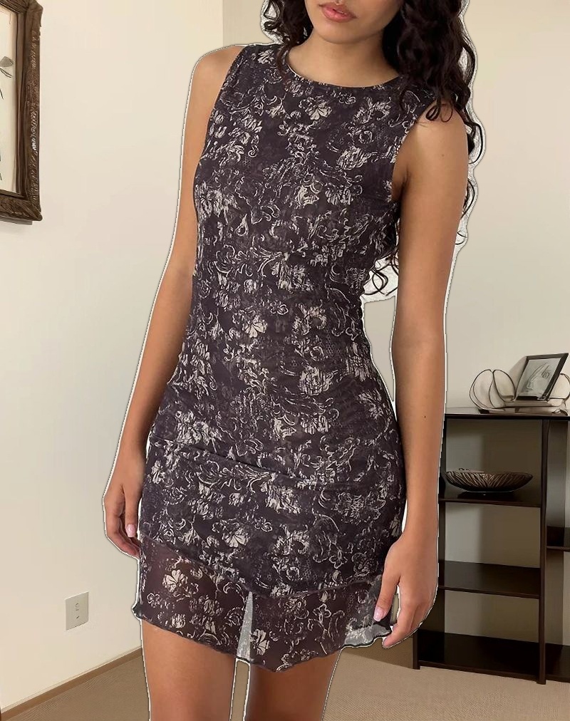 Renata Mini Dress Botanical Brown