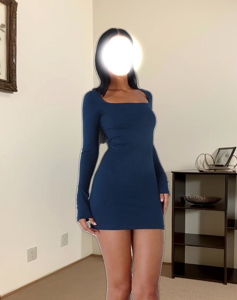 Janjisu Bodycon Mini Dress in Navy