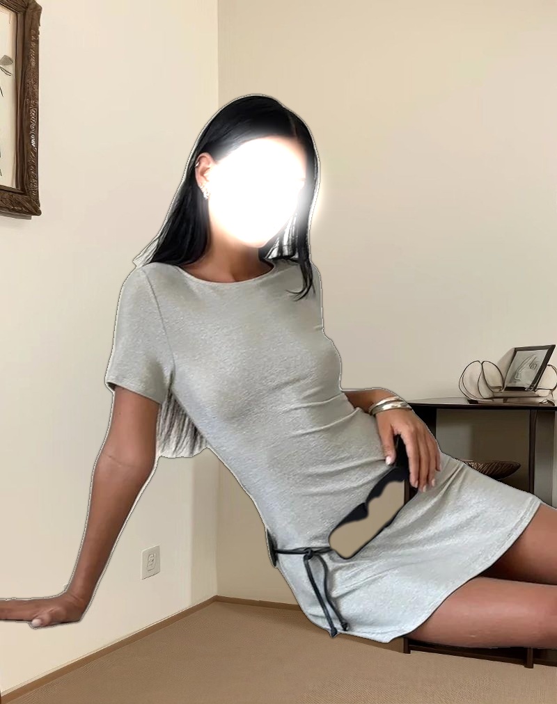 Leora Mini Dress in Silver Mink