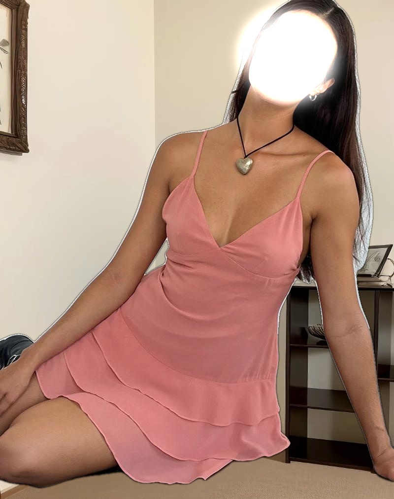 Riasi Mini Dress in Chiffon Blush