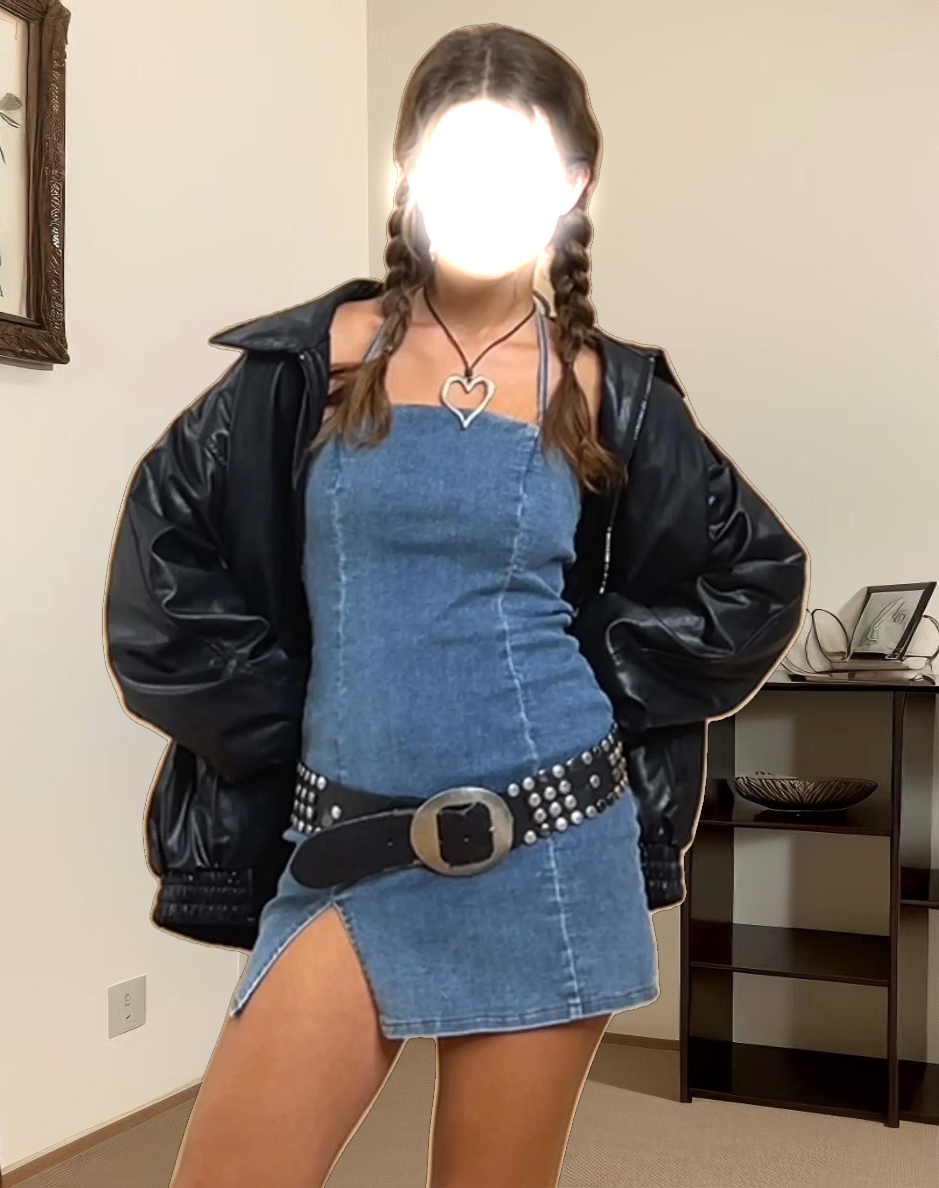 Laica Denim Mini Dress in Blue Wash