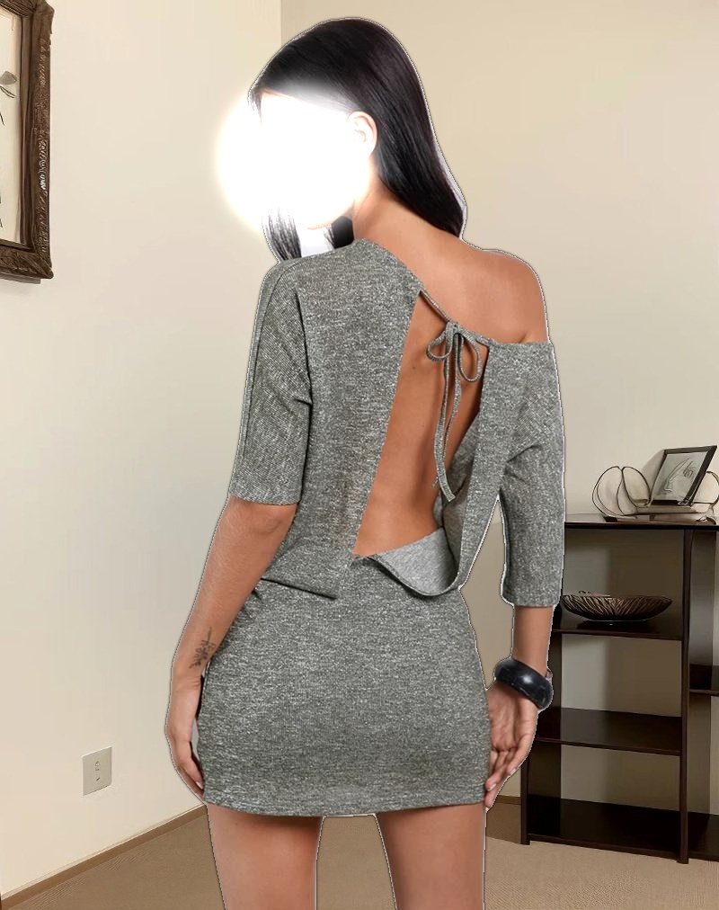 Reeta Mini Dress in Glitter Knit Khaki