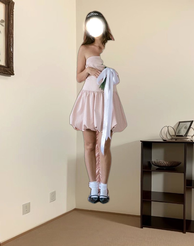 Krayofa Puffball Mini Dress in Baby Pink