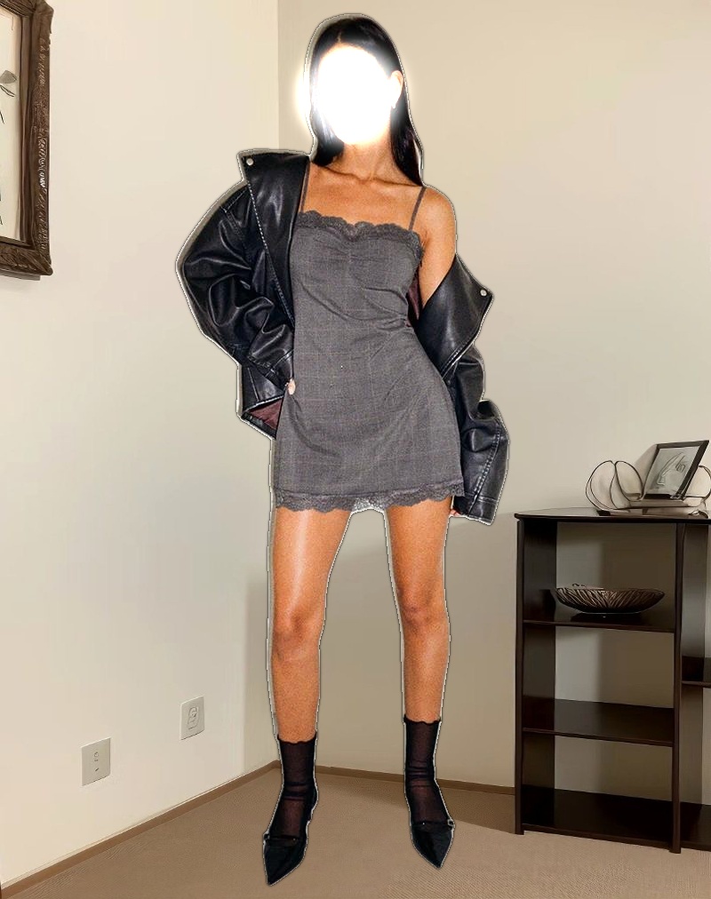 Larna Mini Dress in Check Tailoring Grey