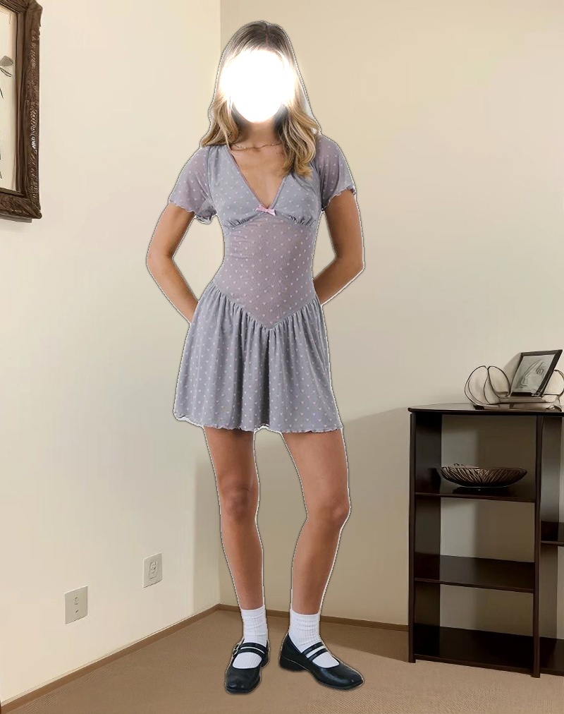 Geni Mini Dress in Heart Flock Grey