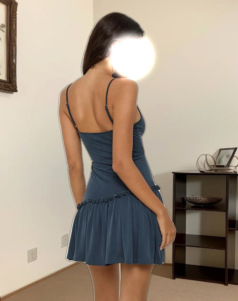 Suvi Cami Mini Dress in Ocean Storm