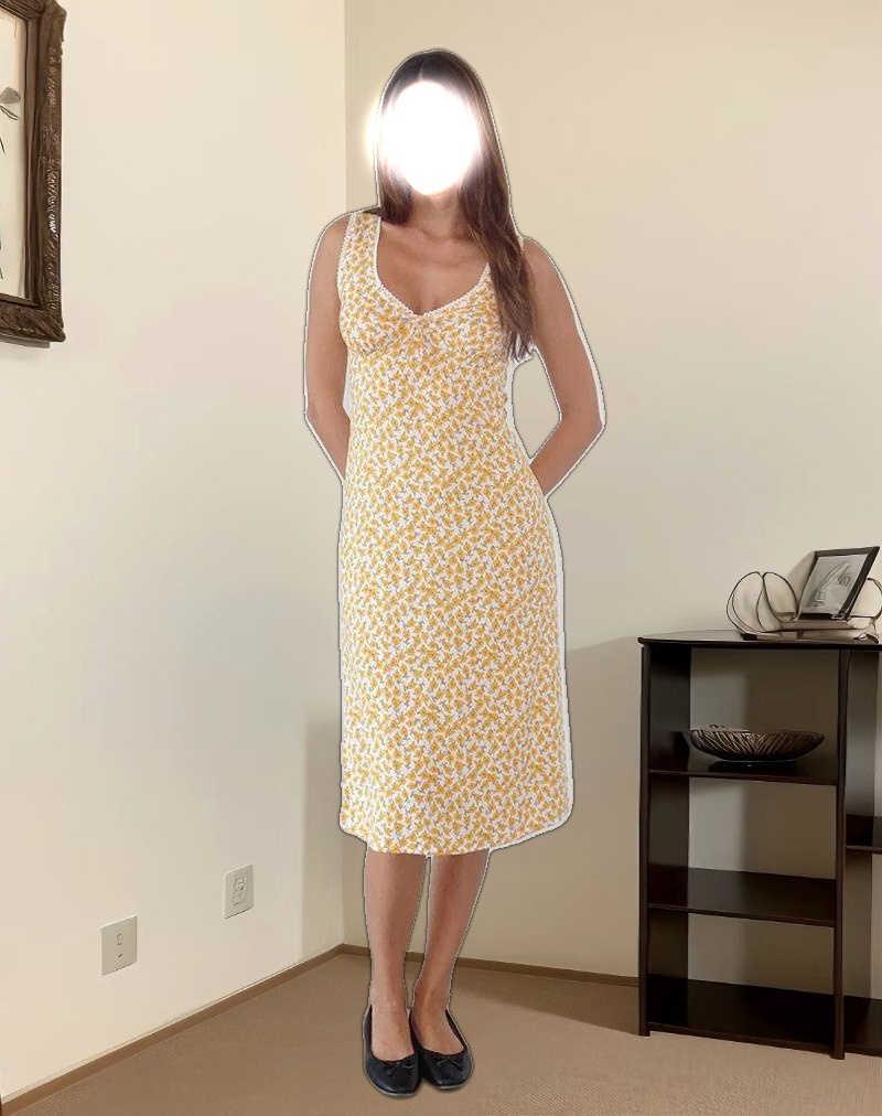 Lavisha Midi Dress in Yellow Cosmos Garden