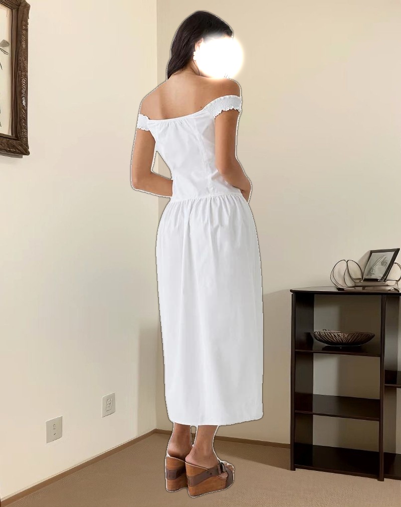 Tamashi Off the Shoulder Maxi Dress in White