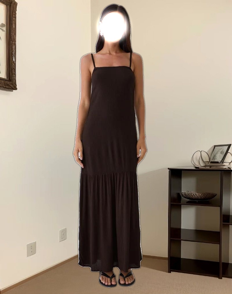 Jenesis Maxi Dress in Crinkle Bitter Chocolate