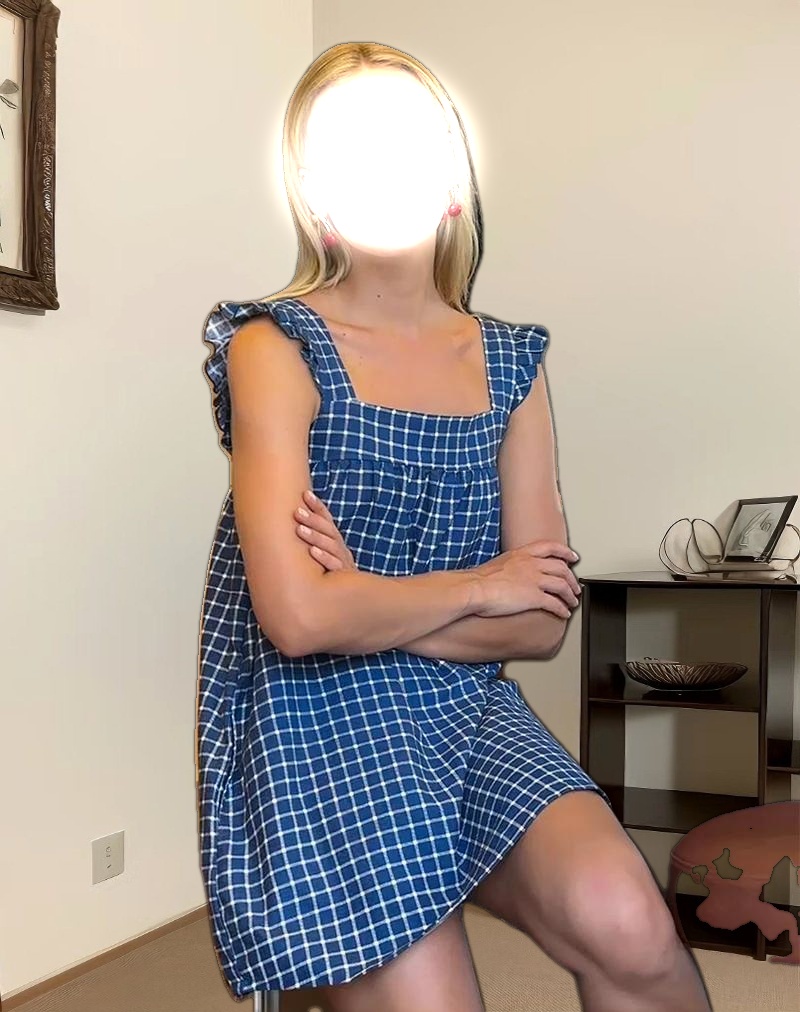 Sanaly Mini Dress in Navy Tartan Rami