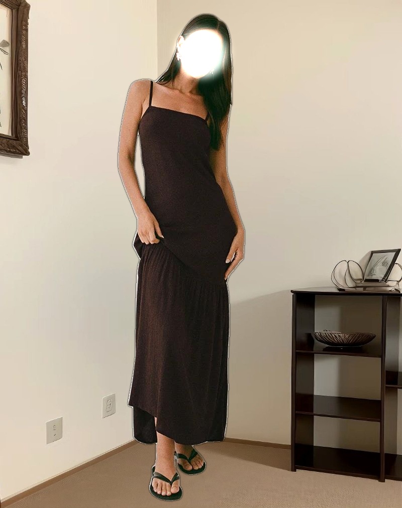 Jenesis Maxi Dress in Crinkle Bitter Chocolate