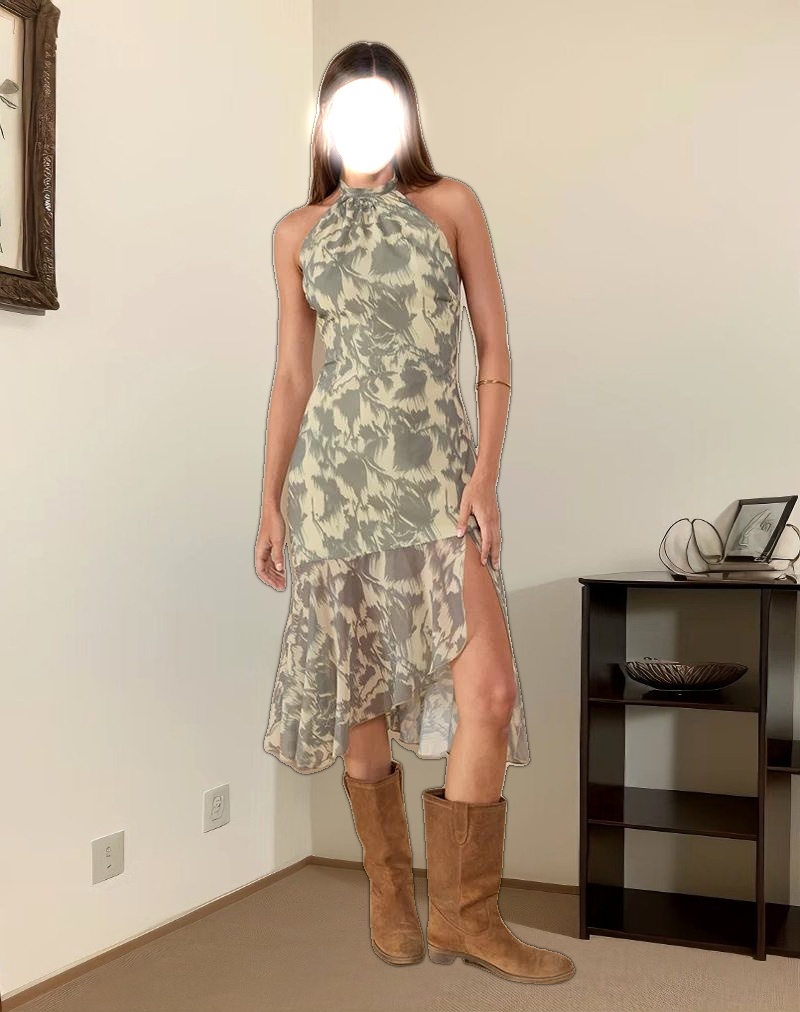 Tanta Midi Dress in Blurred Floral Yellow