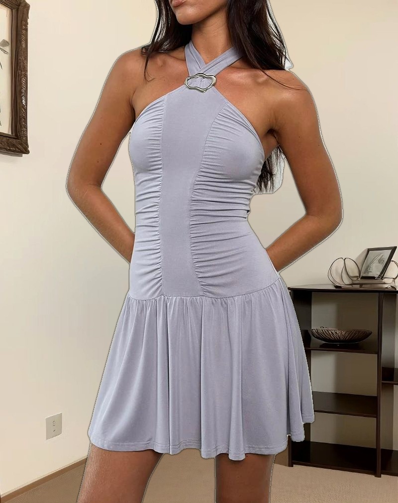 Belasar Mini Dress in Cupro Lilac Grey