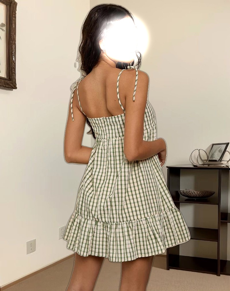 Nikita Mini Dress in Green Check