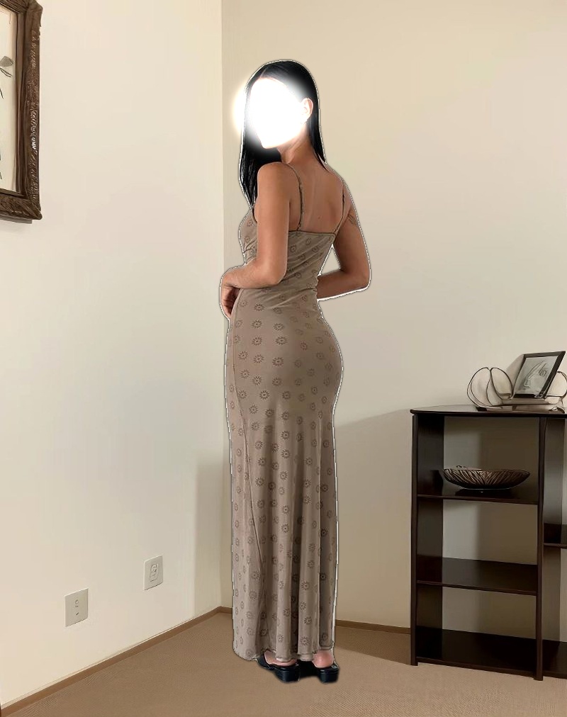 Darsih Maxi Dress in Daisy Flock Light Brown