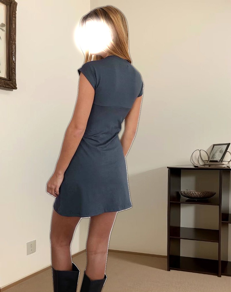 Keitha Mini Dress in Jersey Ocean Storm