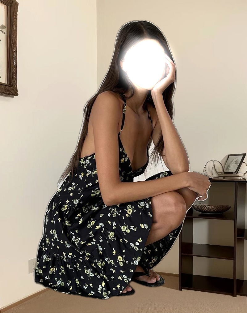 Siskana Mini Dress in Lemon and Lime Black